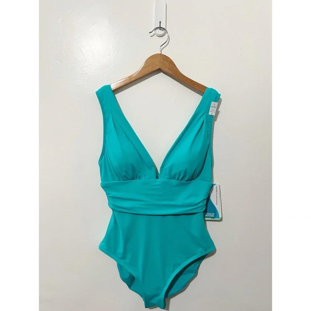 Contours by Coco Reef Emerald Cut One Piece Swimsuit Size 10 - Picture 2 of 8